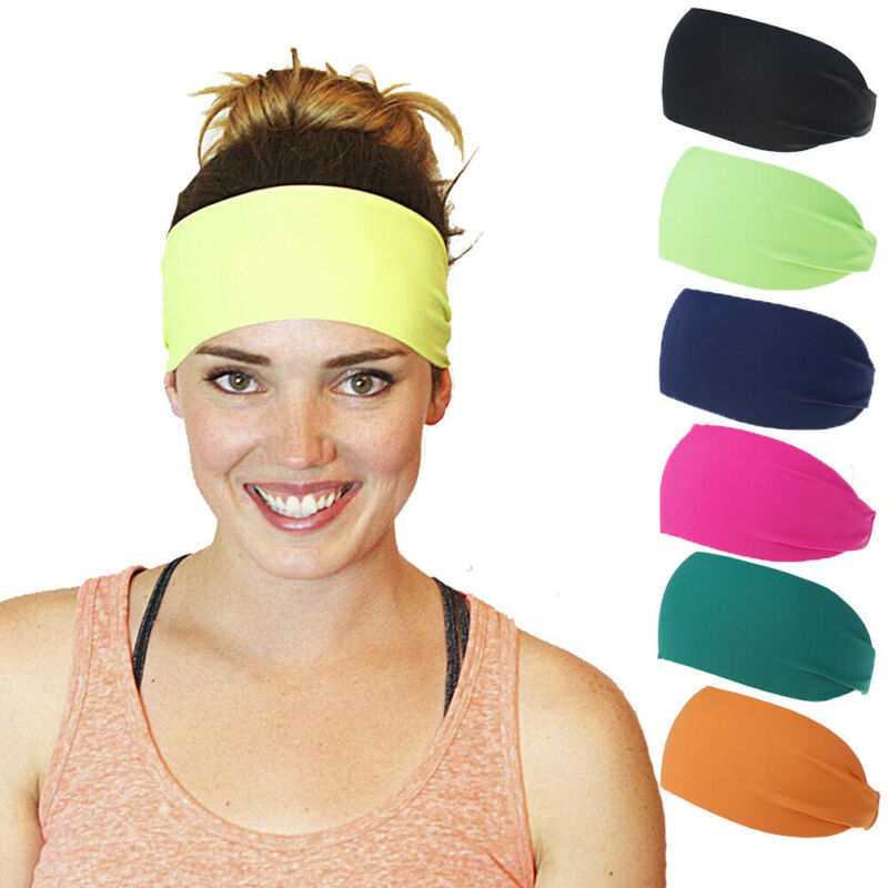 Men Women Sports Yoga Headbands Sweatbands Stretch Fit Exercising Hairbands Solid Color
